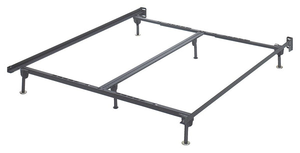 This sturdy metal bed frame supports queen/king/California king mattresses and box springs. Bolts connect the frame to most queen/king/California king headboards.<br/><br/><b>Product Features</b><ul><li>Made of metal</li><li>Assembly required</li><li>Prot