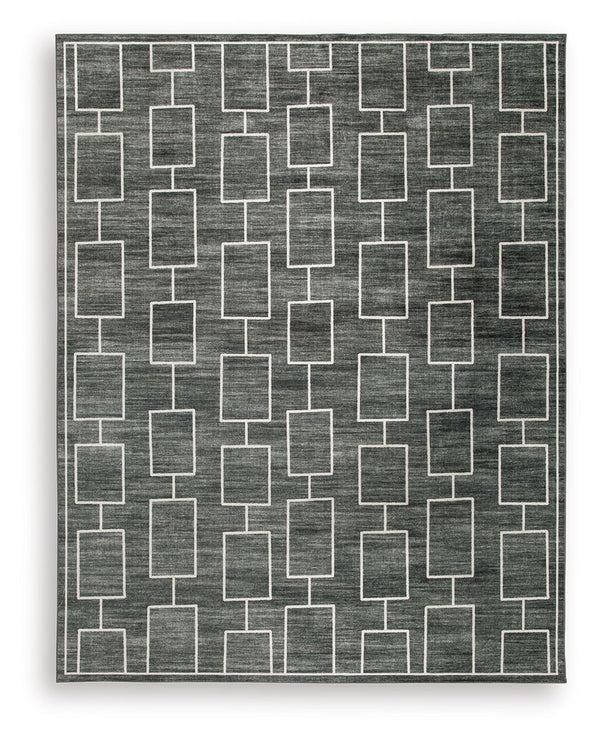 The soft, welcoming faux fur construction of this rug is complemented by a clean-lined geometric design. Its neutral black and gray tones give you the must-have versatility to pair with existing contemporary decor. Plus it-'s machine washable for added co