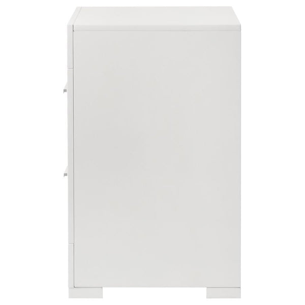 Ives - 2-Drawer Nightstand Bedside Table - White High Gloss