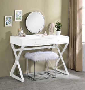 Adao - Vanity Mirror - Faux Fur, Mirror - Pearl Silver - 19-"
