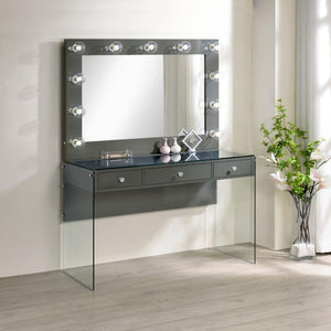  dramatic touch with this modern vanity set. Complete with a smooth