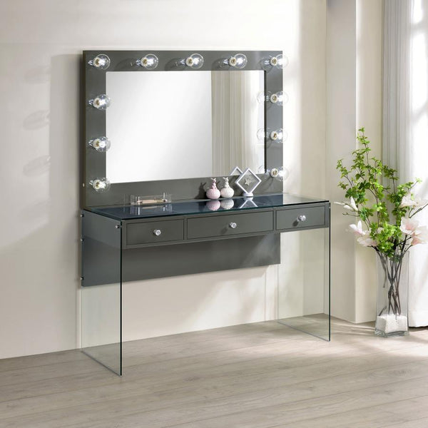  dramatic touch with this modern vanity set. Complete with a smooth
