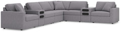 Looking cool and contemporary is great. But when it comes down to it, youâ€™re all about low-maintenance lounging. With the performance fabric on this sectional with console, cleaning spills is a breeze. Its customizable modular design caters to your ever