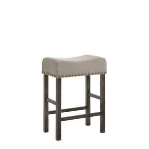 Martha II - Stool (Set of 2) - Tan Linen & Weathered Gray