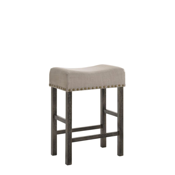 Martha II - Stool (Set of 2) - Tan Linen & Weathered Gray