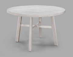 Create a warm and inviting dining space with this stylish and timeless set. Featuring a beautifully crafted round tabletop with a light, weathered finish, it brings a touch of rustic charm while maintaining a modern aesthetic. The sturdy legs provide last