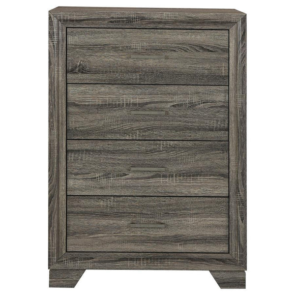 owing to its brown oak wood grain finish. Laminate surfaces add durability and resistance to