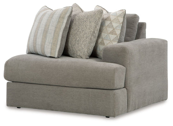 This right-arm facing corner chair is made with polyester chenille and polyester upholstery. Fully finished on all sides, it pairs with other items in the series to make a modular sectional.<br><br><b>Additional Dimensions</b><br><ul><li>Arm height: 25-"<