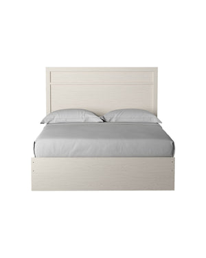  white hue over subtle replicated wood grain easily complements other furniture finishes. Simple