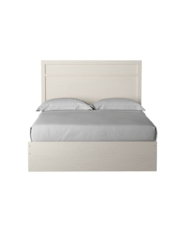  white hue over subtle replicated wood grain easily complements other furniture finishes. Simple
