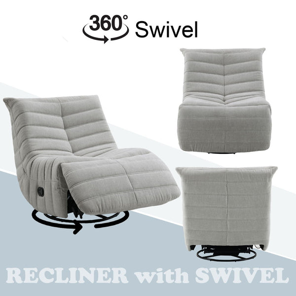 Talmon - Recliner With Swivel - Oyster