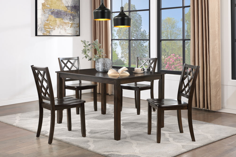 The Trellis Wood Dining Chair set in brown is a perfect addition to any dining area, offering both durability and style. This set includes two dining chairs, each expertly crafted from solid rubberwood to ensure long-lasting use and stability. The traditi