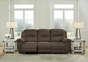  and enjoy some sports on TV with this reclining collection. You will love its double stuffed pillow top arms and soft-as-suede faux leather upholstery. Family-friendly espresso color and creative stitching add panache. Recline in comfort