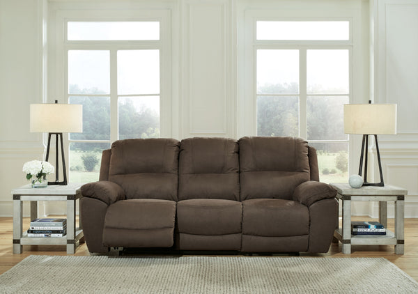  and enjoy some sports on TV with this reclining collection. You will love its double stuffed pillow top arms and soft-as-suede faux leather upholstery. Family-friendly espresso color and creative stitching add panache. Recline in comfort