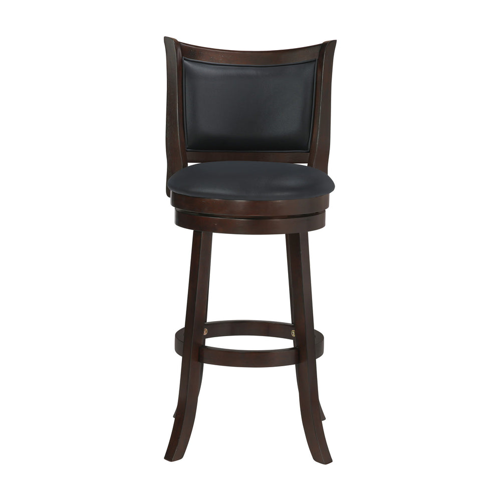 The New Classic Furniture Bristol Pub Height Swivel Bar Stool is a durable and stylish seating solution designed for comfort and convenience. Constructed from quality Rubberwood solids and manufactured wood, ensuring long-lasting strength. The circular fo