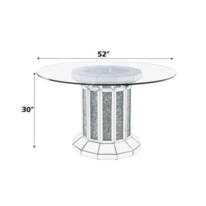 Noralie - Dining Table - Mirrored & Faux Diamonds - Wood - 30"