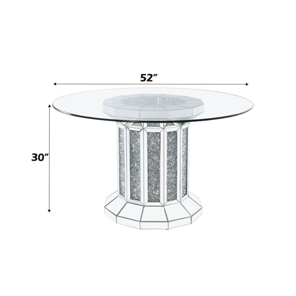 Noralie - Dining Table - Mirrored & Faux Diamonds - Wood - 30"