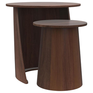 Add functional versatility and sculptural appeal to your living space with this two-piece nesting table set. Crafted entirely from solid mango wood, each round table is designed to tuck neatly beneath the other, saving space while offering adaptable surfa