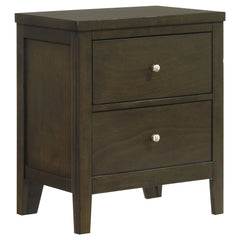 This two-drawer nightstand provides ample storage with a sleek, contemporary design that complements your bedroomâ€™s aesthetic. The deep drawers offer plenty of space for keeping bedside essentials organized, while the dark cocoa finish adds warmth to th