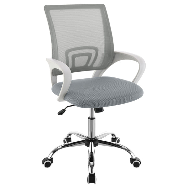 Bring modern precision and design to your workspace with a modern office chair. Complete with a swivel seat that adjusts for your comfort, the chair offers comfortable seating for all-day productivity. Suited to home and professional spaces, it includes a