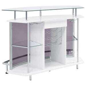 Gideon - Curved Glass Top Home Bar Cabinet - White High Gloss