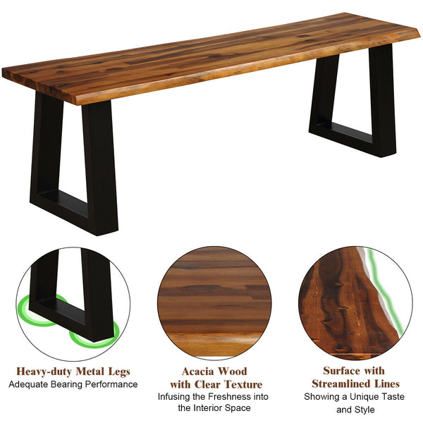 Acacia wood and metal legs  stable enough to hold up to 385 lbs<br>The real wood texture and polished surface  caters to the taste of contemporary society<br>Matches with table and rattan furniture  gives abundant and harmonious collocation<br>Thick panel