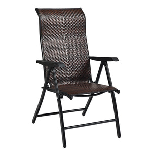 This folding rattan chair is perfect for indoor or outdoor leisure time with your family or friends in backyard  garden  poolside and more. Â  Made of high-standard steel frame with powder-coated finish  this chair has high stability and strong durability