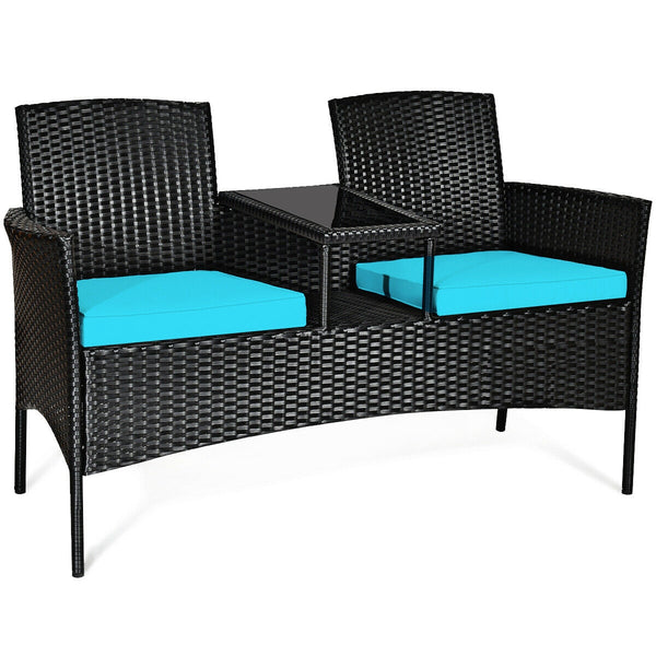 Rugged steel frame is durable and sturdy<br>High-quality rattan is weather-resistant and fade-resistant<br>Tempered glass table top is fixed by powerful suckers<br>Soft seat cushions is filled with high-density sponge<br>The zippered cover is removable an