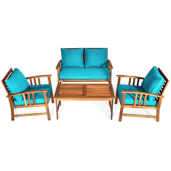 The solid and hardwood frame adds sturdiness to the set Not easy to deform and crack of the frame Painted with clear varnish and beauty can be kept for a long time Rearranged in various ways to meet your different needs Thick and soft cushions will provid