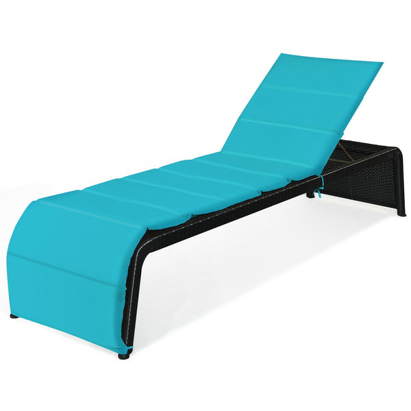 Tightly hand-woven rattan can withstand the moderate change in weather <br>The heavy-duty steel frame ensures the sturdiness of the chaise lounge <br>Adjustable backboard with five different positions <br>Soft and thick cushion for comfortable seating <br