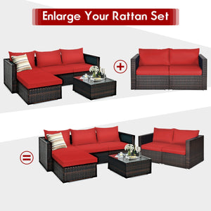 Power coated and solid steel frame adds sturdiness and durability<br>Tight and hand-woven rattan to withstand change of weather<br>2 of the corner sofas can be used separately<br>Aluminum foot pads protect bottom rattan from scratching<br>Wide armrest for