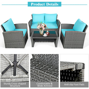 Includes 2 armchairs  1 loveseat and 1 coffee table for versatile use<br>Sturdy power coated steel frame provides strong durability and stability<br>Thick tempered glass tabletop to hold your drinks  meals and more<br>Coffee table with a spacious shelf pr