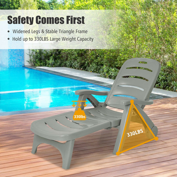 This is our outdoor chaise lounge which will be a great shining point to your outdoor living space. Â  It is perfect for a nap  relaxing and relieving your pressure. High back with 5 adjustable positions  you can adjust the height of the back as you like.