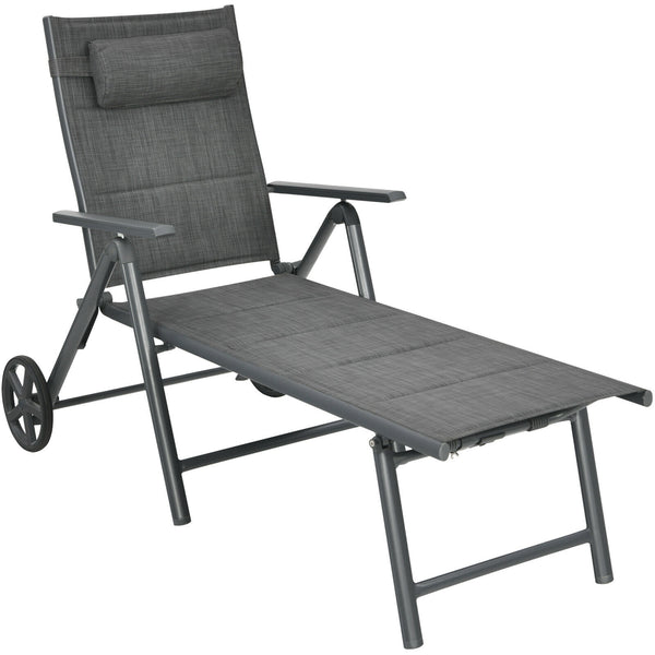 This cotton-padded patio chaise lounge chair is really utility and functional in your daily life. Â  With our lounge chair  you can do multiple outdoor activities  like fishing  sunbathing or taking a nap. The adjustable backrest helps you find out the mo