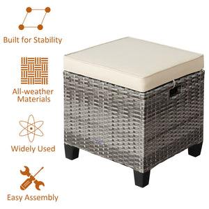 Â Can be used as additional seats with comfortable seat cushions<br>Â Ropes for keeping seat cushions with ottomans tightly<br>Â Serves as footstools for combining with other outdoor furniture<br>Â Waterproof and removable cushion covers for easy maintena