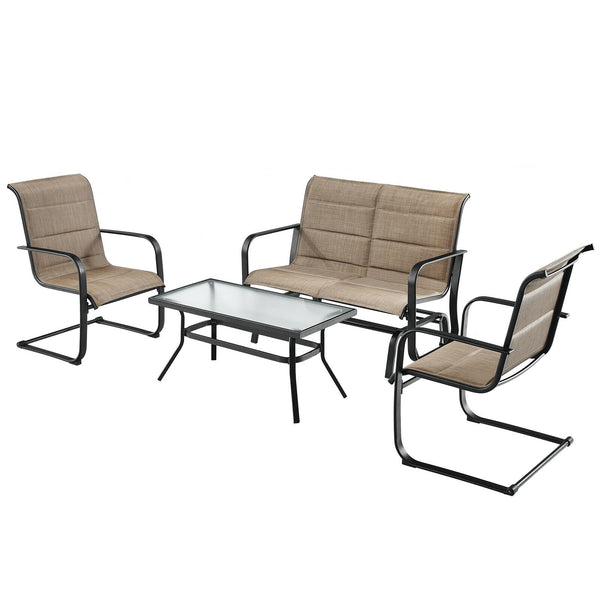 Create a cozy space to entertain your beloved family and friends with this 4-piece outdoor patio furniture set! Â  Based on your available space  this 4-piece patio conversation set provides 4 different combinations for you to select. Besides  you can als