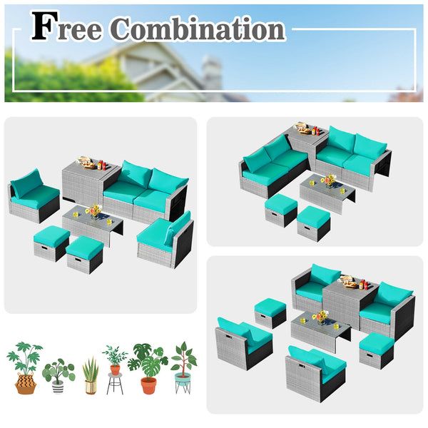 The full set comes in 4 separate packages  which might not arrive on the same day<br>8-piece seat for more creative combinations<br>Fetch different belongings with ease because of the practical coffee table<br>Sturdier and safer to use with high quality t
