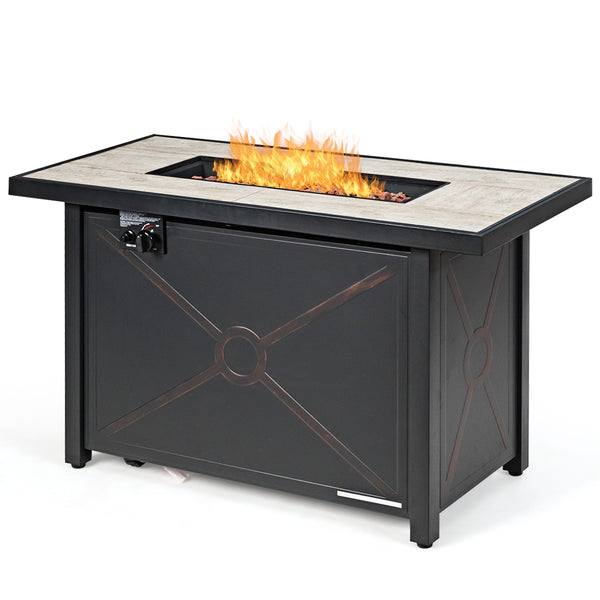 Ship in 5 boxes  may arrive on different days<br>2 bags of screws are packed in different boxes (1 bag of screws in the fire pit table box and another bag of screws in the first sofa set box)<br>60 000 BTU for efficient and steady heating<br>Adjustable fl