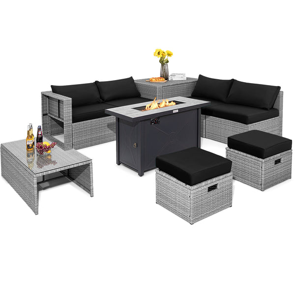 4 boxes delivery  arrival time may vary <br>Selected hand-woven PE wicker for fade resistance <br>The rustproof metal frame is stable as well <br>Use the heat-resistant ceramic material for the fire pit tabletop <br>2 waterproof covers for all-round prote