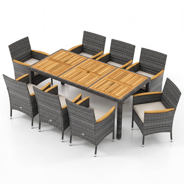Discover the exquisite natural beauty with rustic acacia wood <br>Breathable PE rattan is fade-resistant and sun-protective as well <br>Offer upgraded comfort thanks to the high-density sponge <br>Removable cushion cover for easy cleaning <br>Please alway