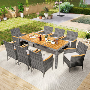 Discover the exquisite natural beauty with rustic acacia wood <br>Breathable PE rattan is fade-resistant and sun-protective as well <br>Offer upgraded comfort thanks to the high-density sponge <br>Removable cushion cover for easy cleaning <br>Please alway