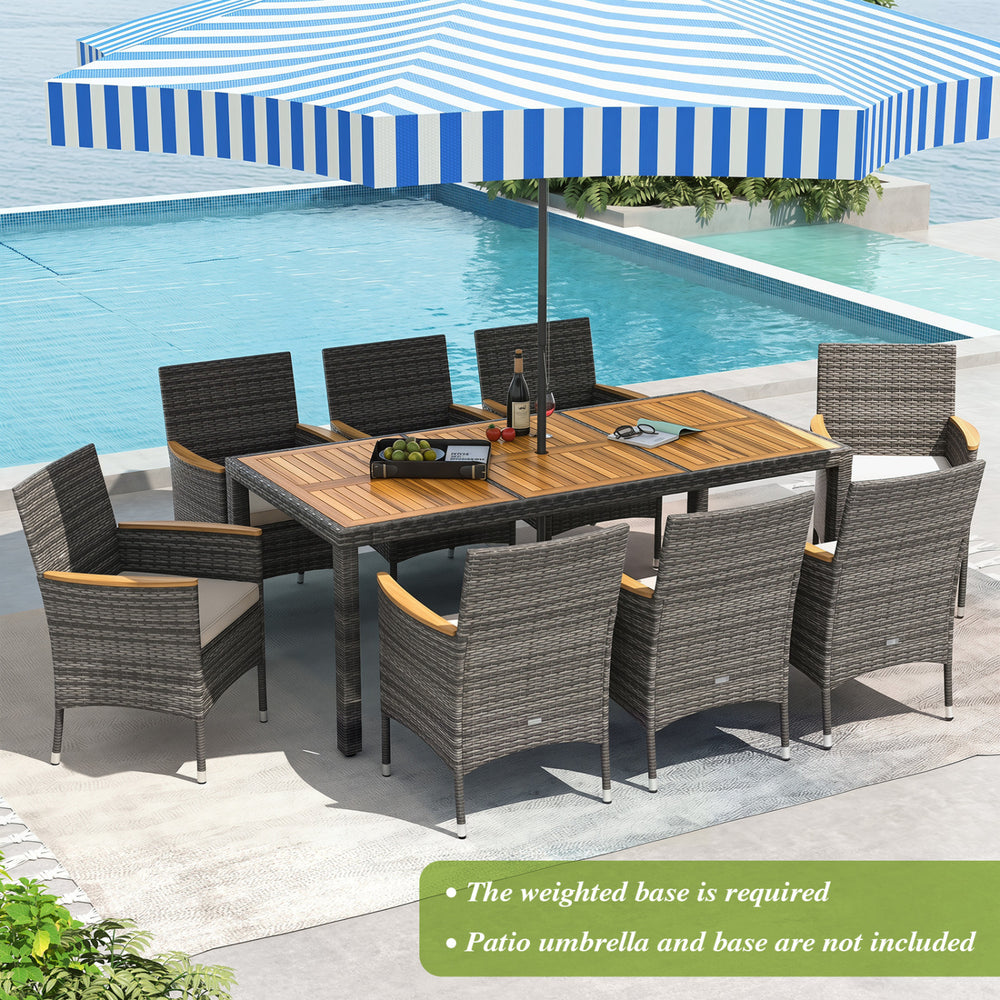 Discover the exquisite natural beauty with rustic acacia wood <br>Breathable PE rattan is fade-resistant and sun-protective as well <br>Offer upgraded comfort thanks to the high-density sponge <br>Removable cushion cover for easy cleaning <br>Please alway