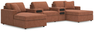 Looking cool and contemporary is great. But when it comes down to it, youâ€™re all about low-maintenance lounging. With the performance fabric on this sectional with chaise, cleaning spills is a breeze. Its customizable modular design caters to your ever-