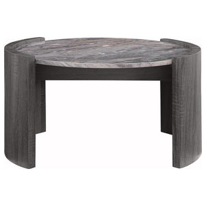 Gladstone - Round Faux Marble Top Coffee Table - Distressed Gray