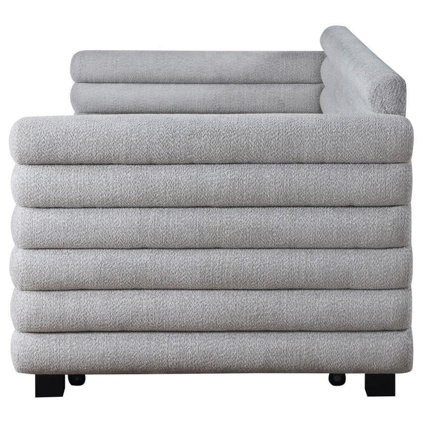 Patricia - Boucle Upholstered Twin Day Bed With Trundle - Gray
