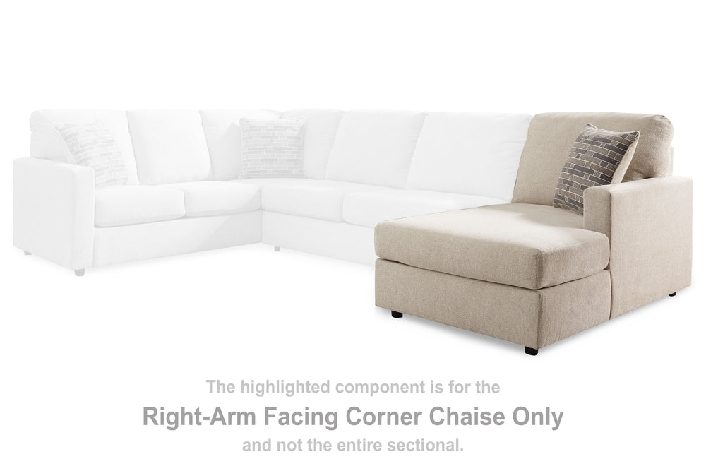This right-arm facing corner chaise is made with polyester upholstery. Pairs with other items in the series to make a sectional.<br><br><b>Additional Dimensions</b><br><ul><li>Arm height: 25-"</li><li>Seat depth: 45-"</li><li>Seat height: 19-"</li><li>Top