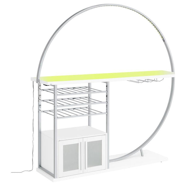 Risley - 2-Door Circular LED Home Bar Cabinet High Gloss - White