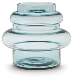This contemporary vase is anything but ordinary. Displayed on its own or with faux greenery, the statement-making accentâ€”crafted from blown glass in a blue hueâ€”rounds out your modern decor beautifully.<br/><br/><b>Product Features</b><ul><li>Made with
