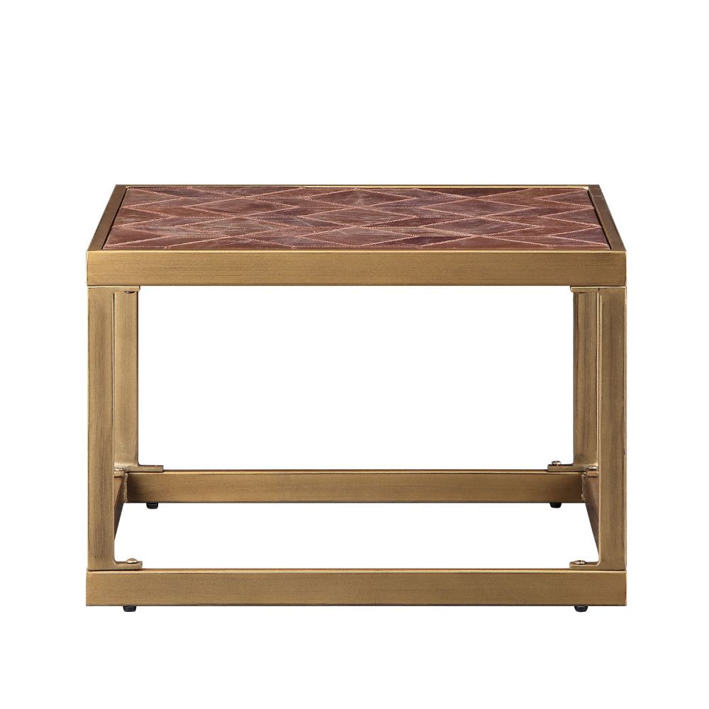The Genevieve End Table will add a contemporary touch to any room in your home. This brilliant rectangular occasional table showcases a distinctive style for an intriguing look. The beautiful cocktail table features a unique retro brown top grain leather 