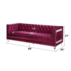 Heibero - Sofa - Burgundy Velvet - 31"